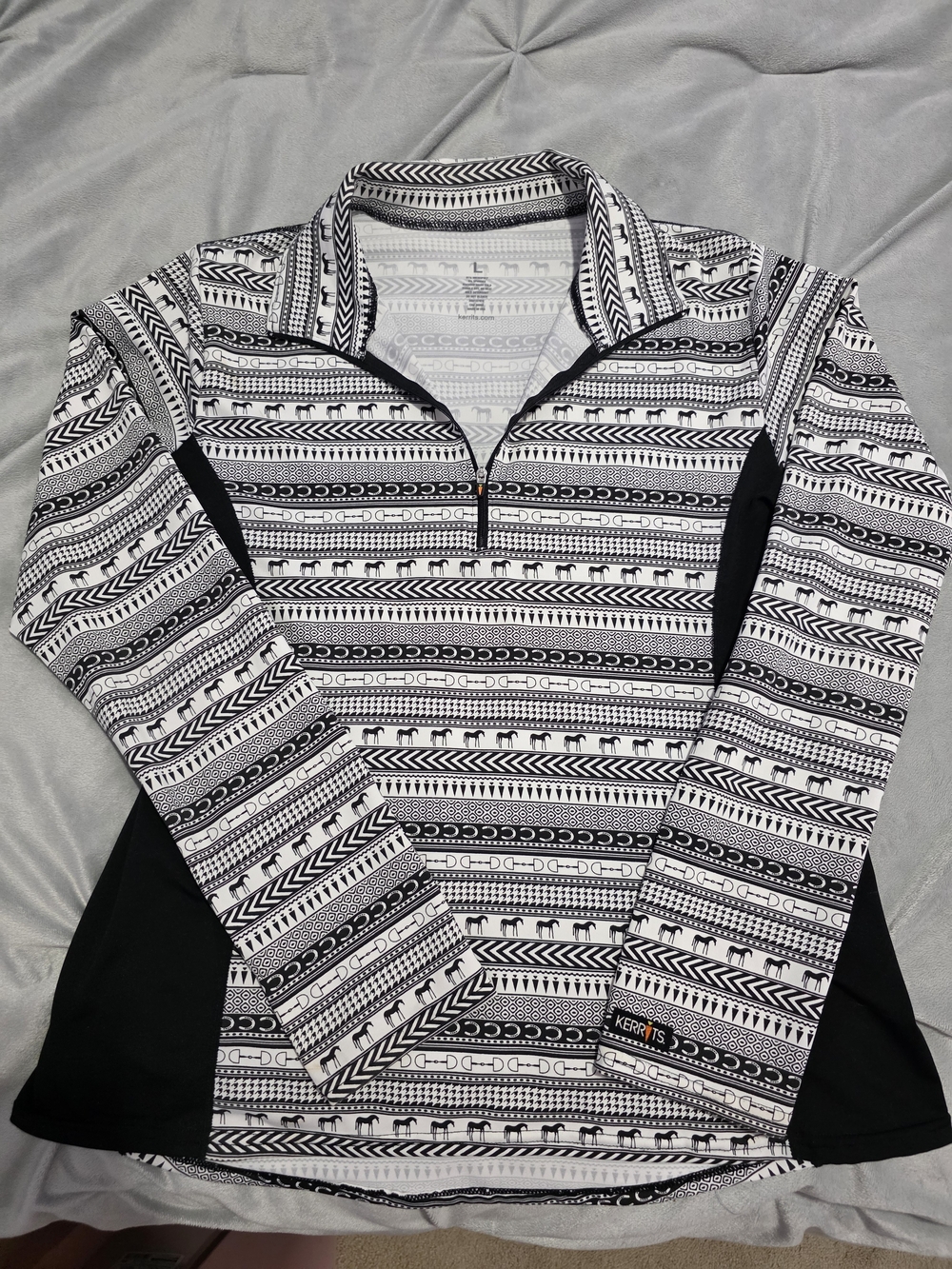 Women's Large Kerrits Black & White Quarter-Zip Pullover